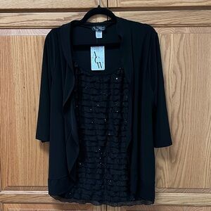 American City Wear Black Sequin Blouse, NWT, Size 2X